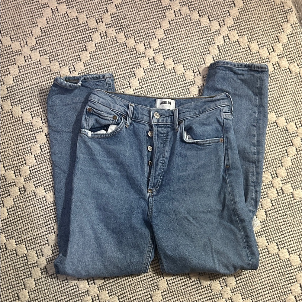 🔥Agolde distressed button fly crop 26.